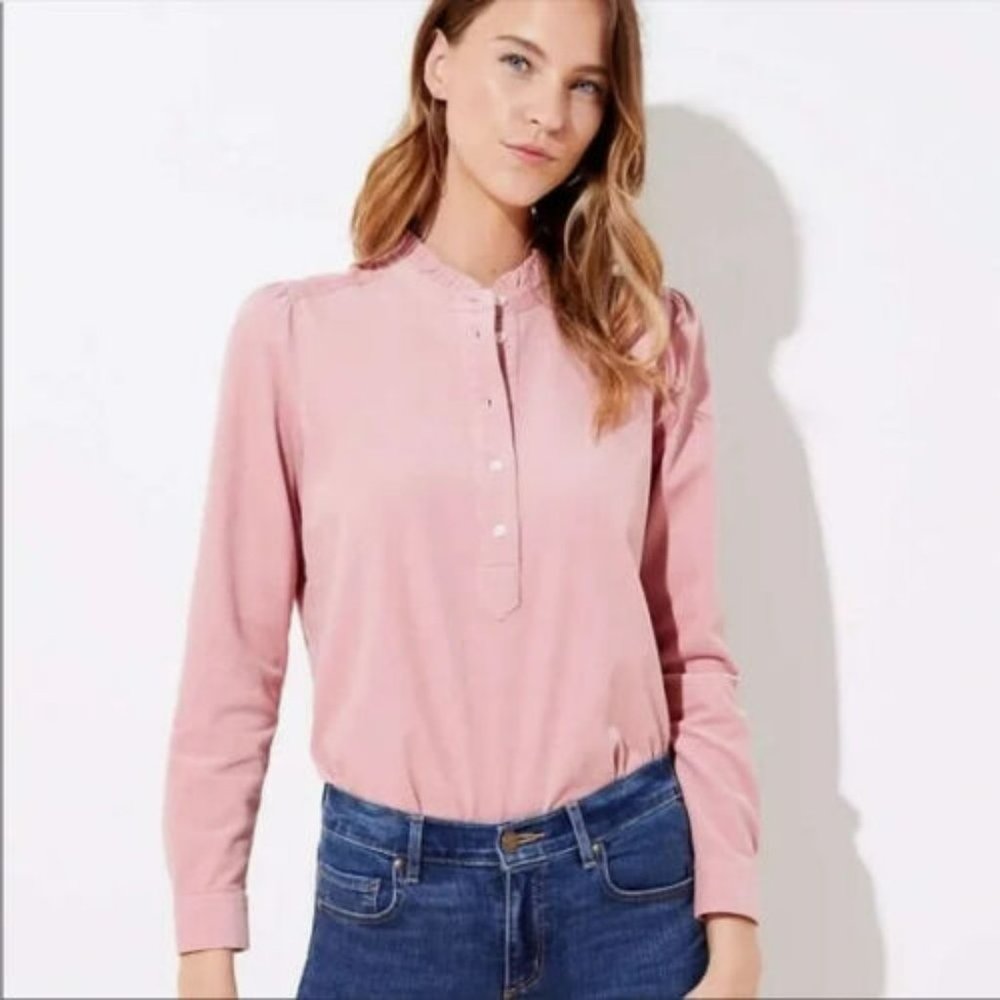 LOFT Pink Corduroy Top